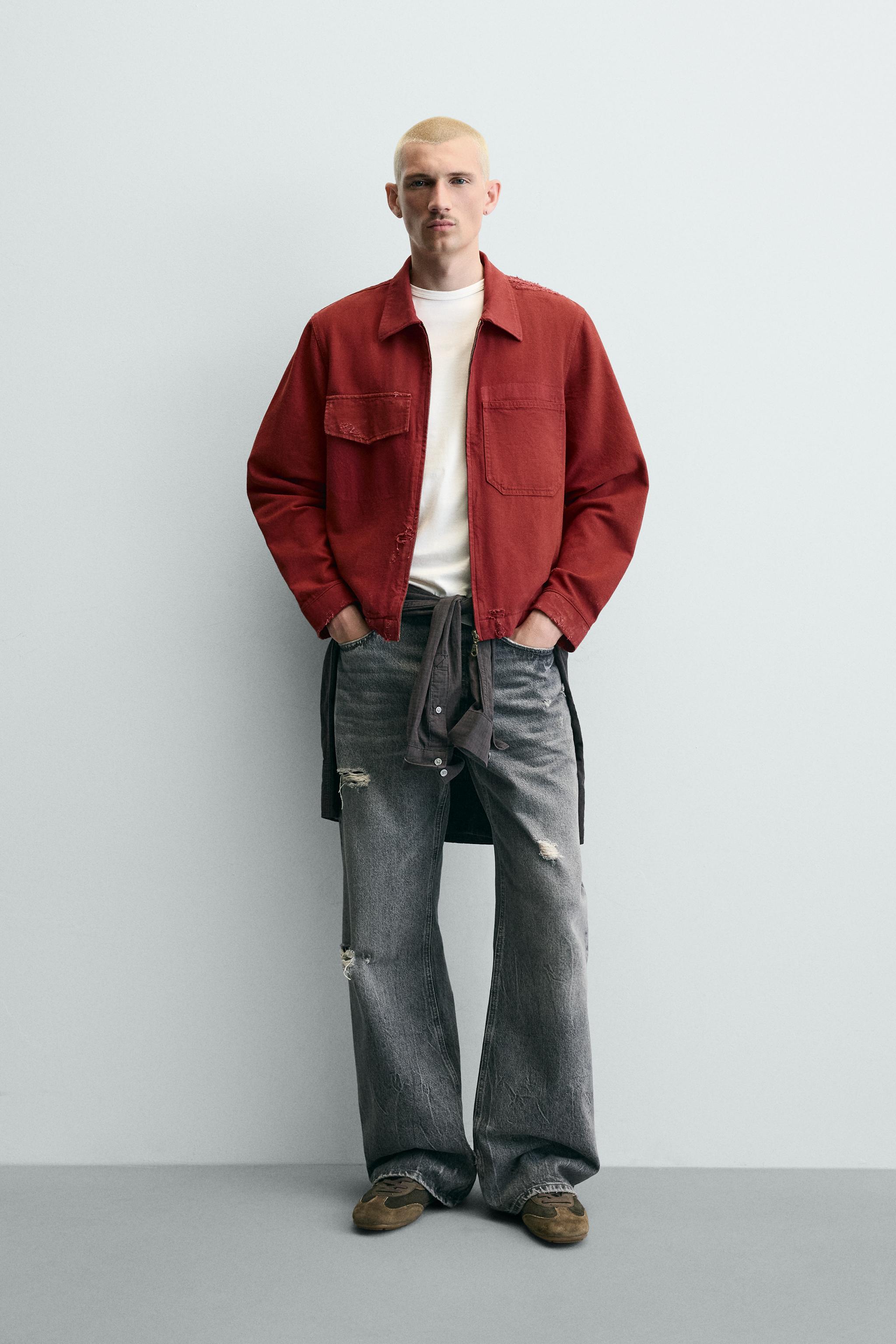 CROPPED FIT RIPPED EFFECT JACKET